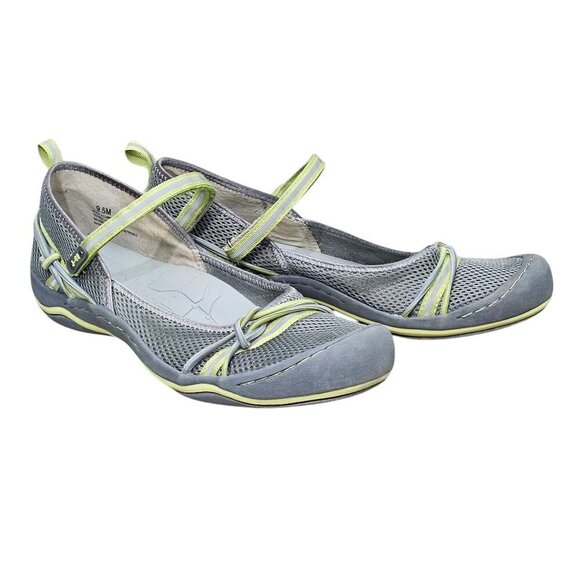 🔥J-41 Women's Misty Adventure Flat Grey/Pistachio Mary Jane Mesh Athletic Shoe - Picture 3 of 10